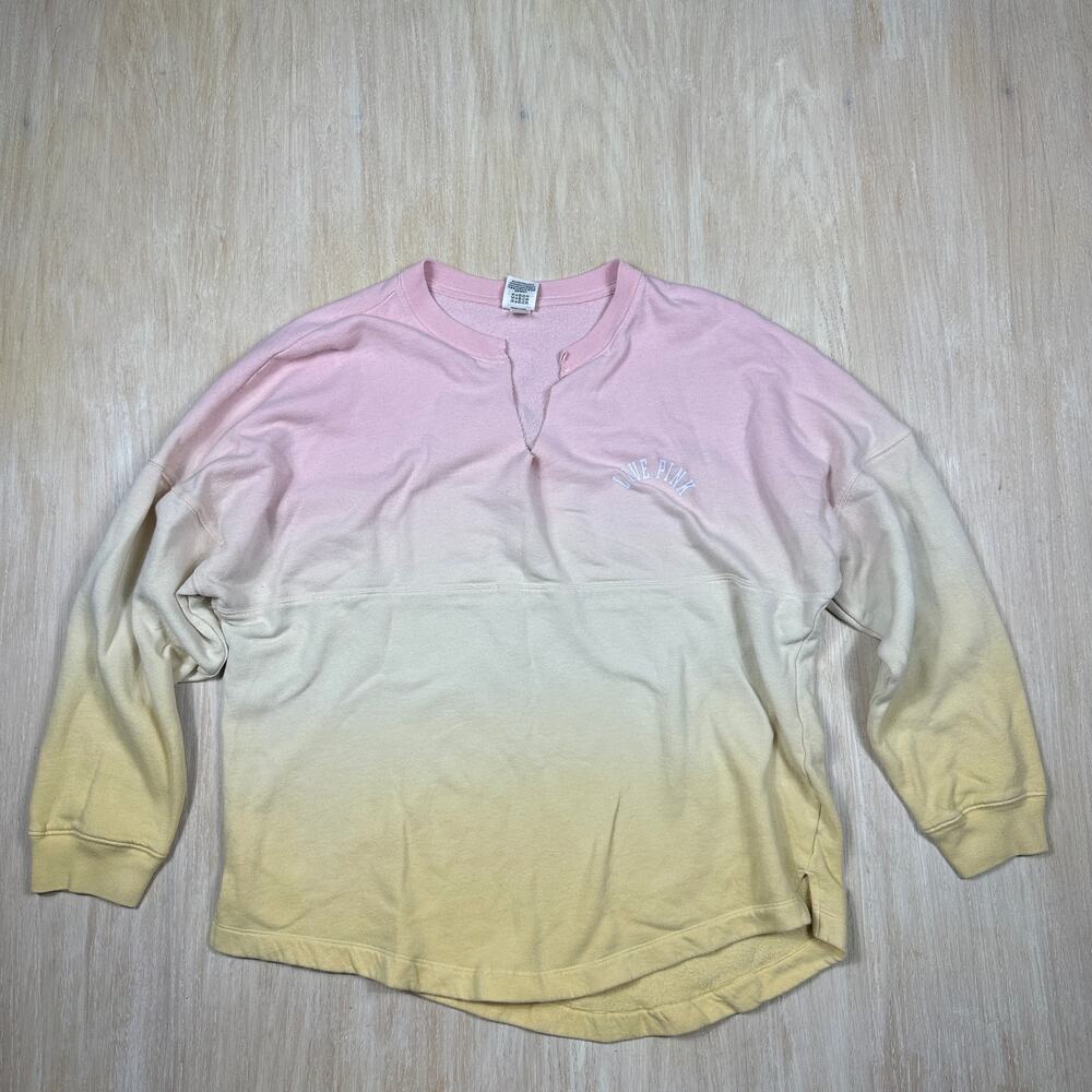 PINK Victoria's Secret Ombre Varsity Notch Crew Y2K Casual Sweatshirt Large